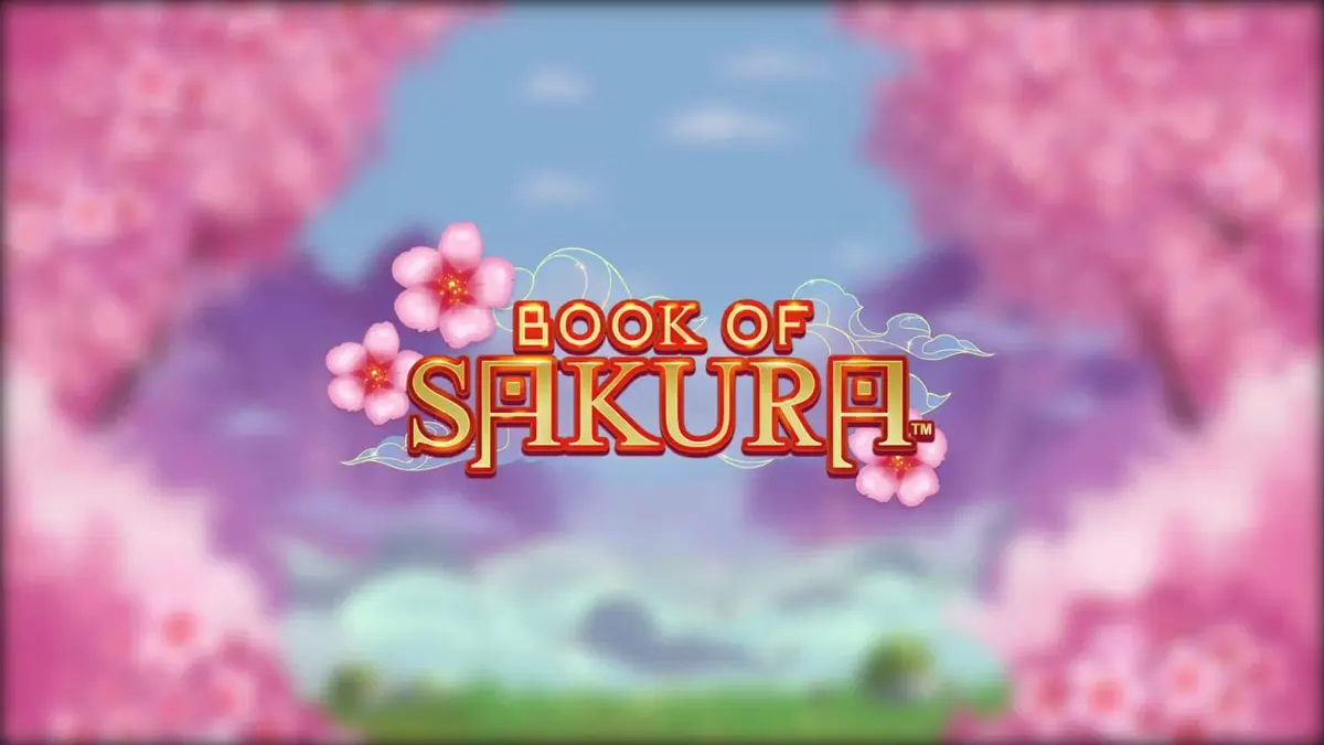 Cenário temático de cerejeiras e guerreira no slot Book of Sakura